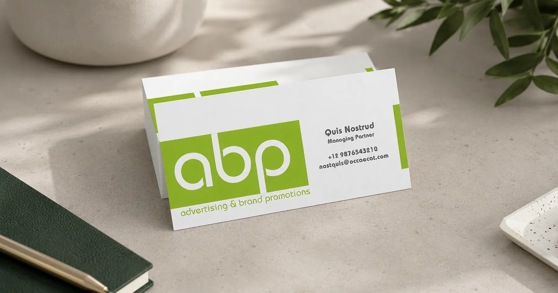 ABP Advertising identity and business card design — professional services, India