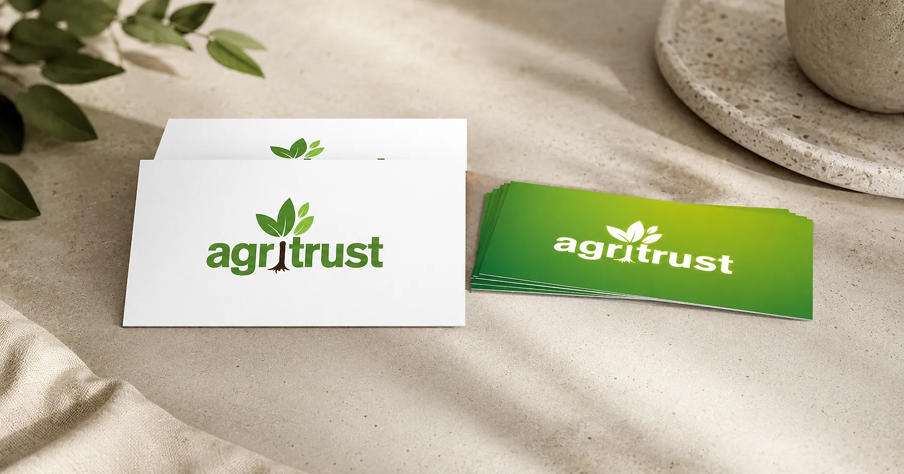 Agritrust identity and business card design — food, India
