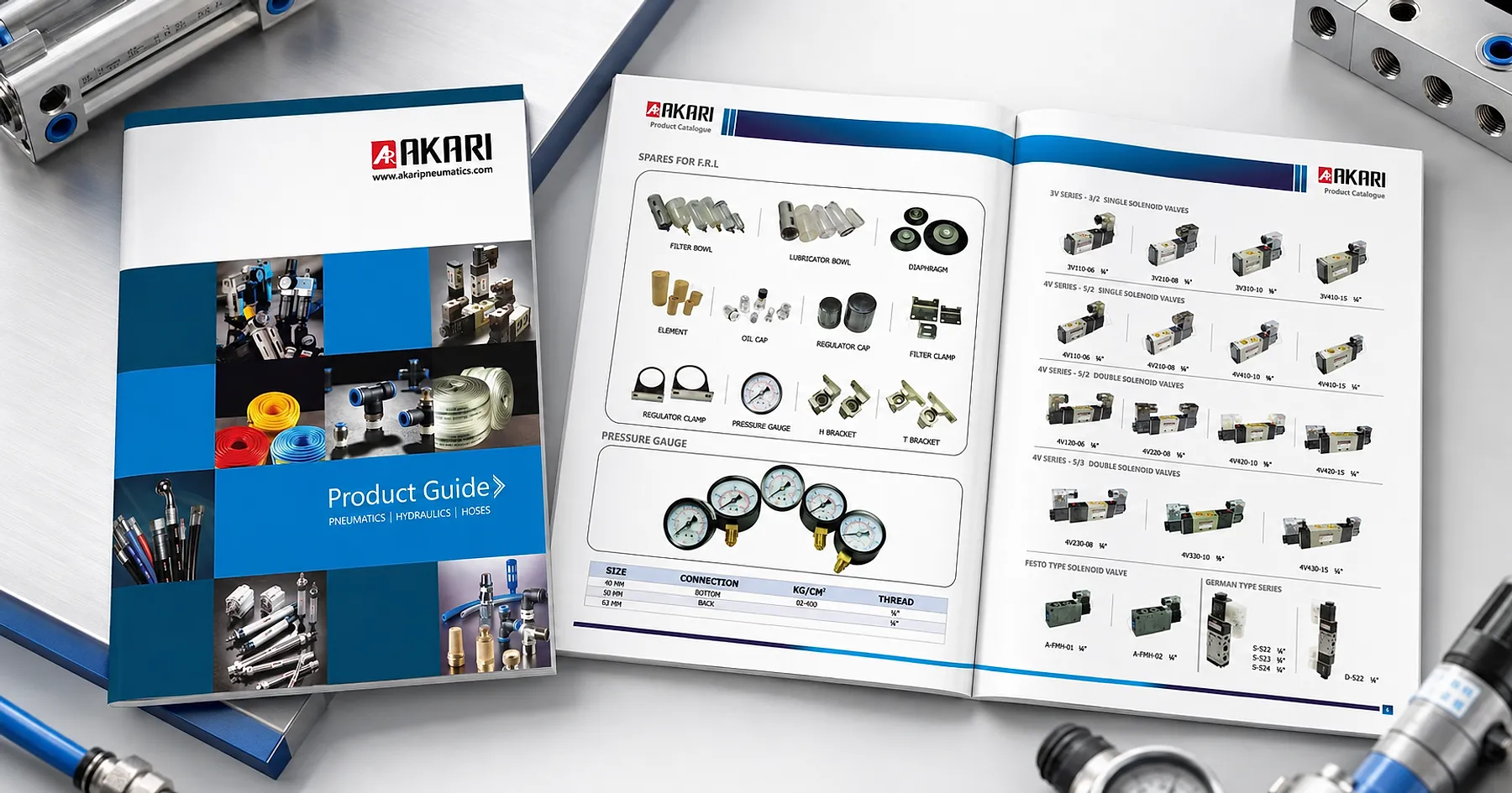 Akari pneumatics product catalogue — industrial equipment, India