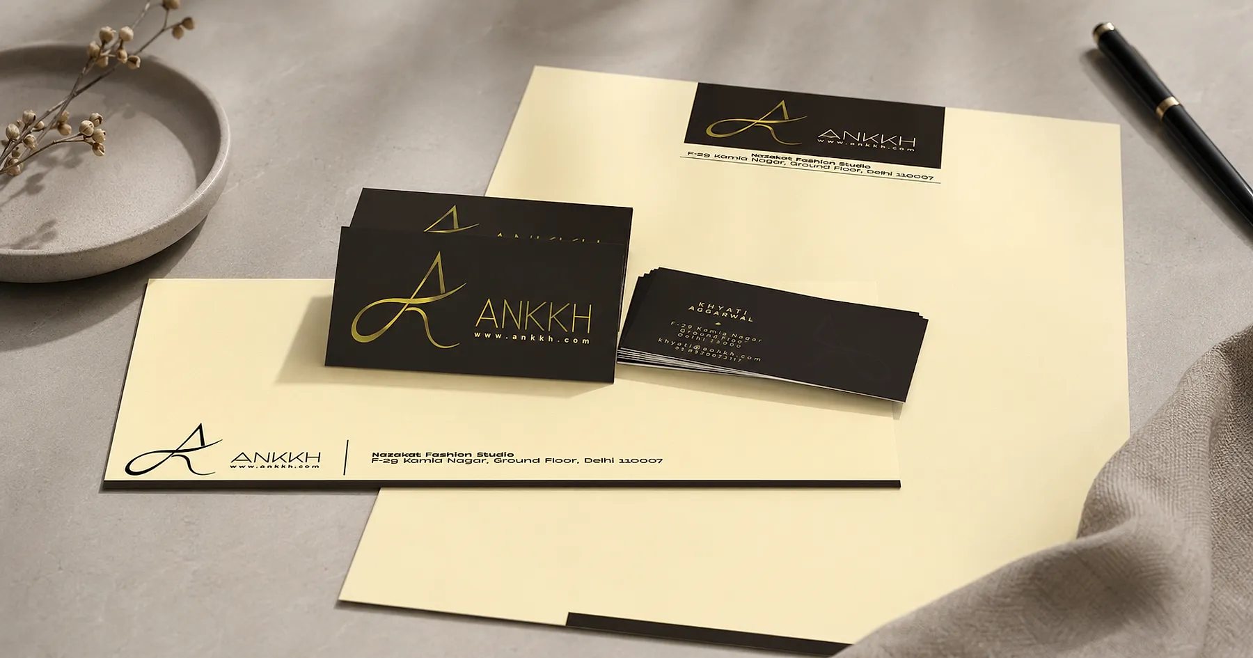 Ankkh identity and stationery design — fashion & apparel, India