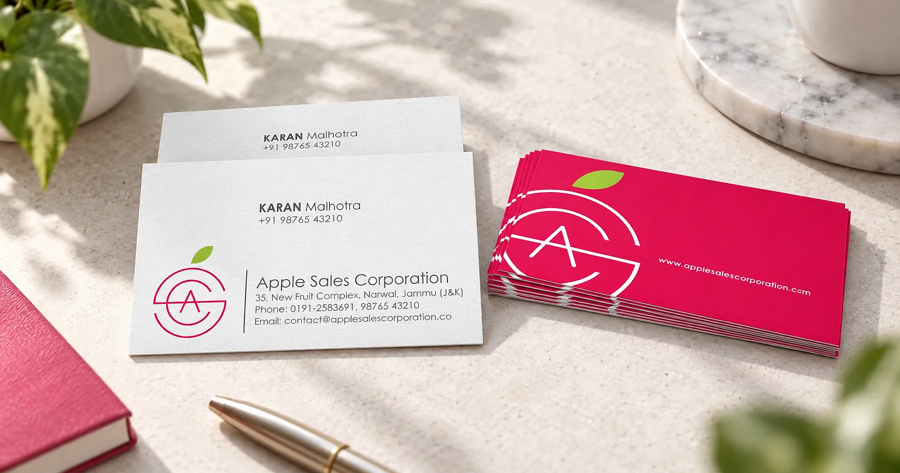 Apple Sales Corporation identity and business card design — food, India