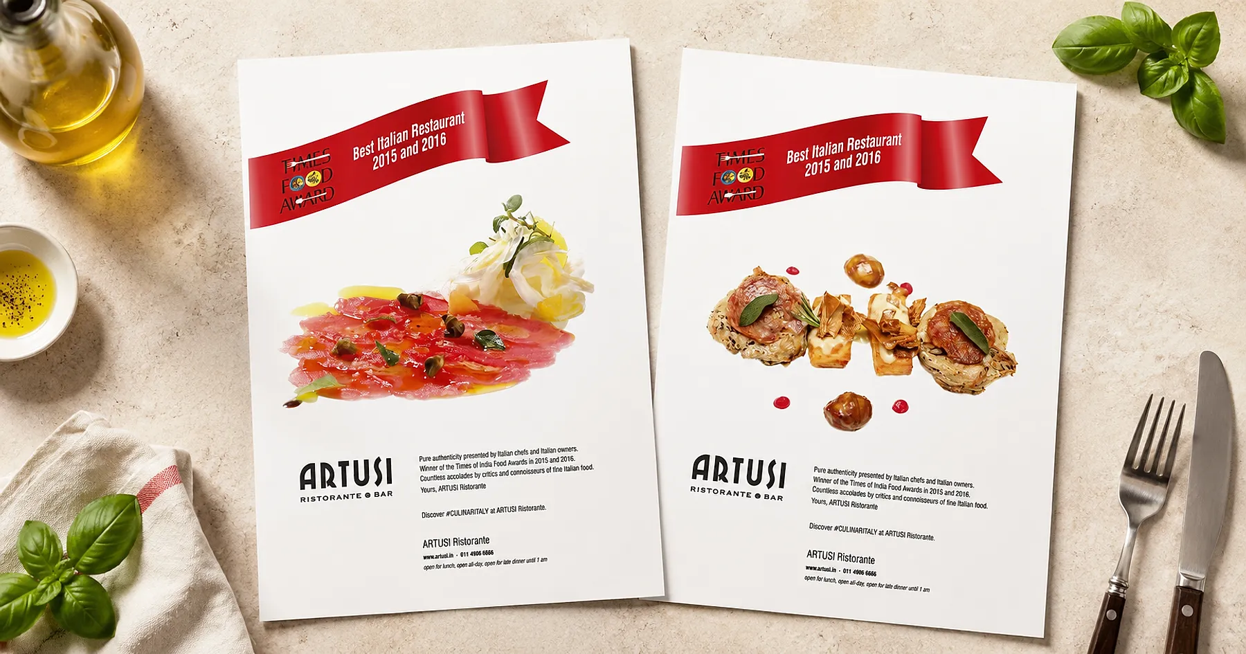 Artusi restaurant newspaper advertisement design