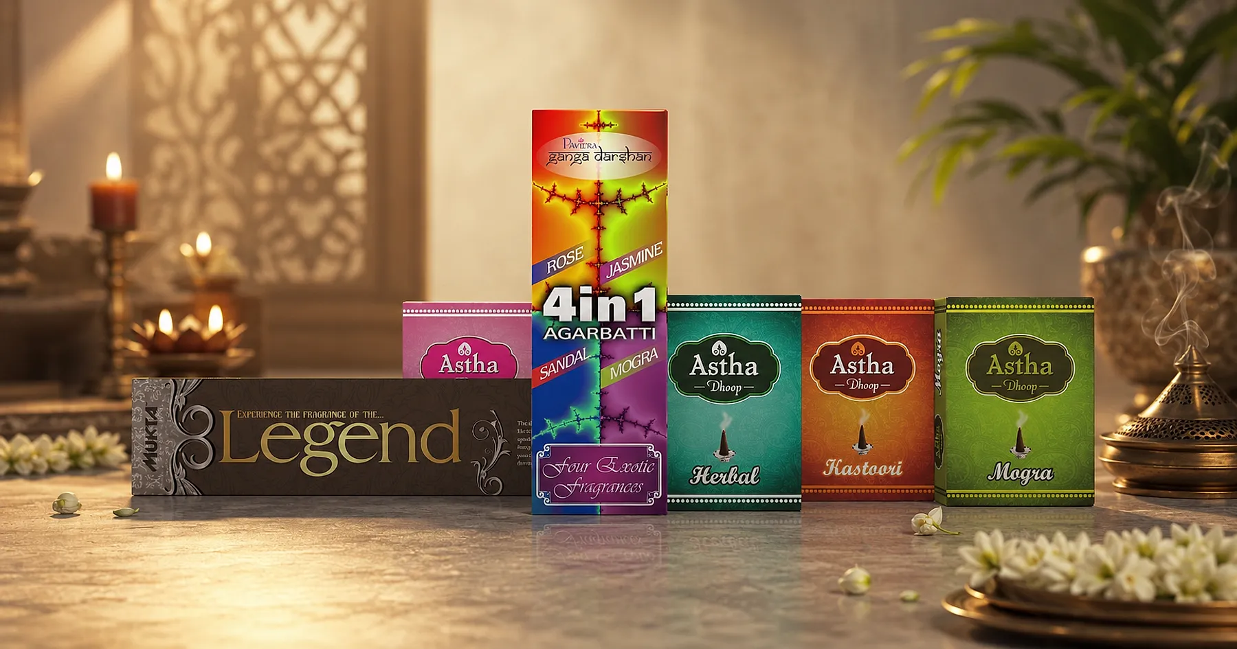 Astha incense dhoop packaging — devotional & spiritual, India