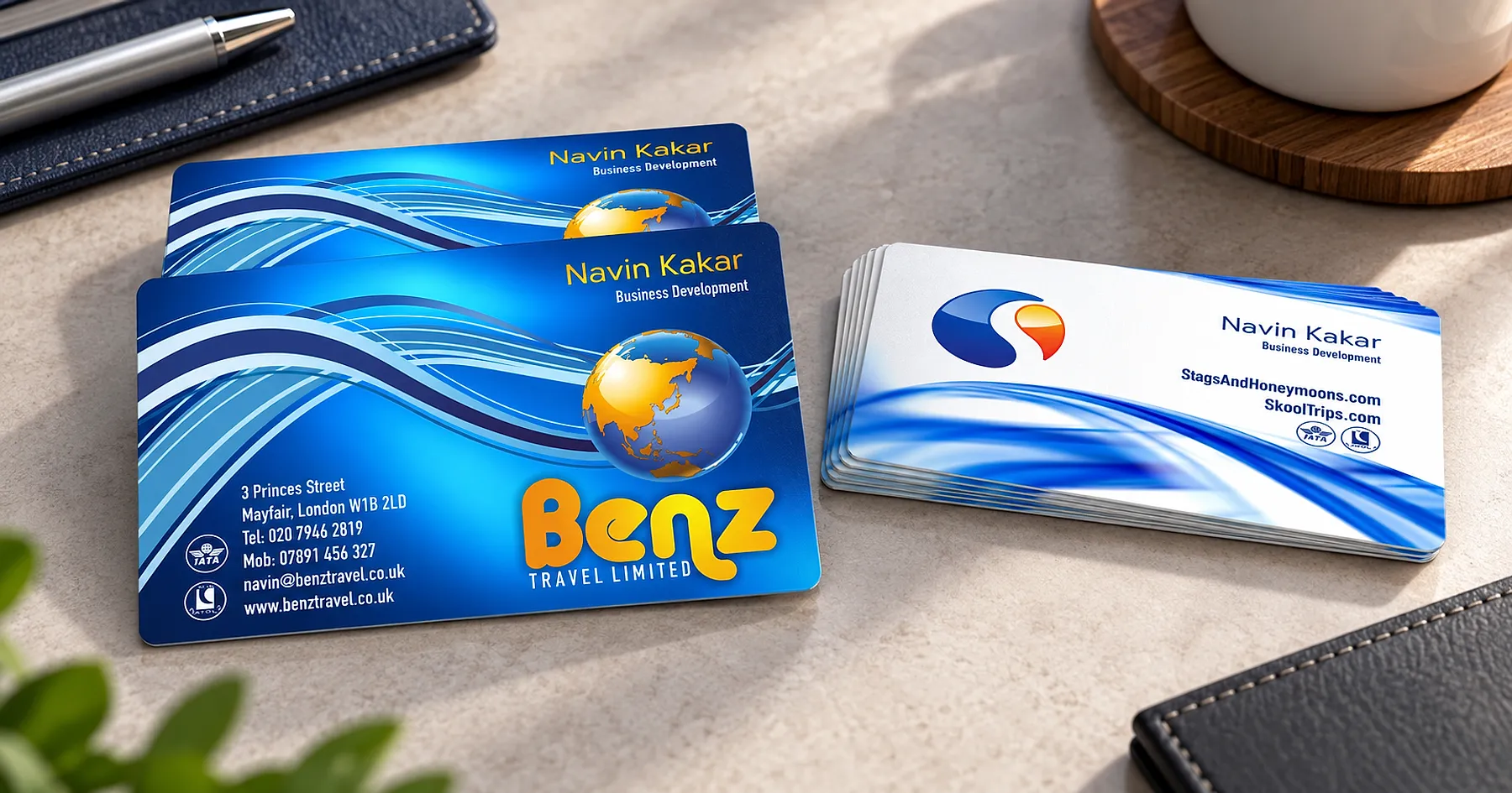 Benz Travel identity and business card design — professional services, United Kingdom
