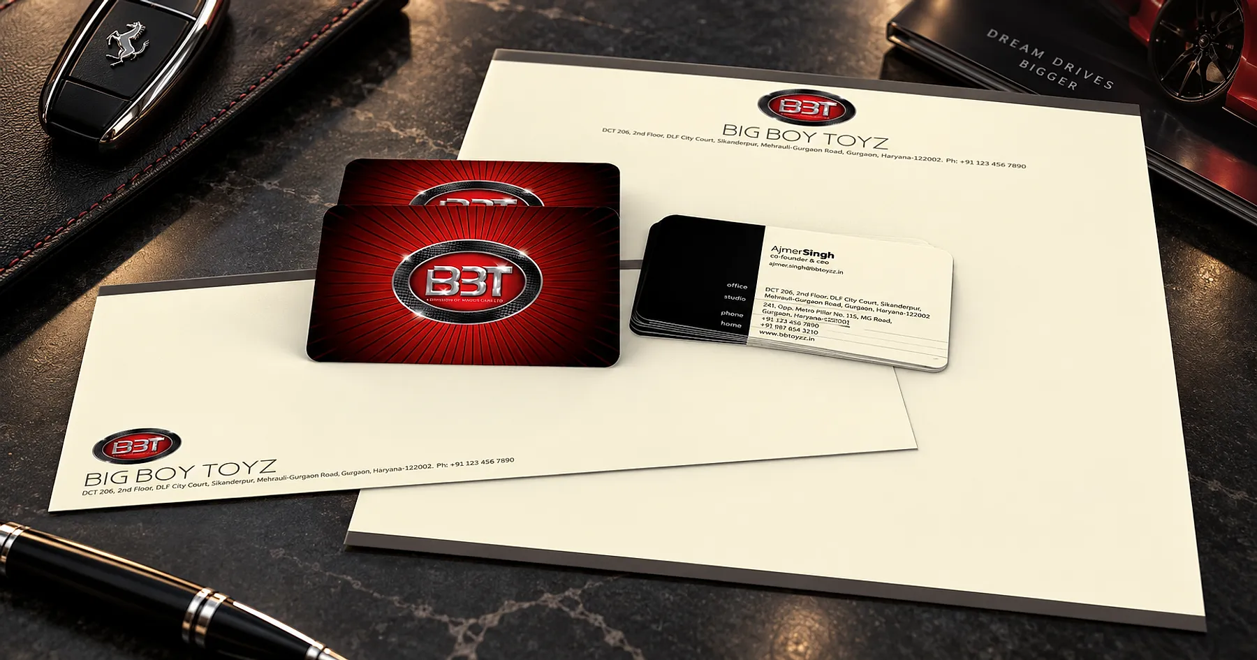Big Boy Toyz stationery design — automotive, India