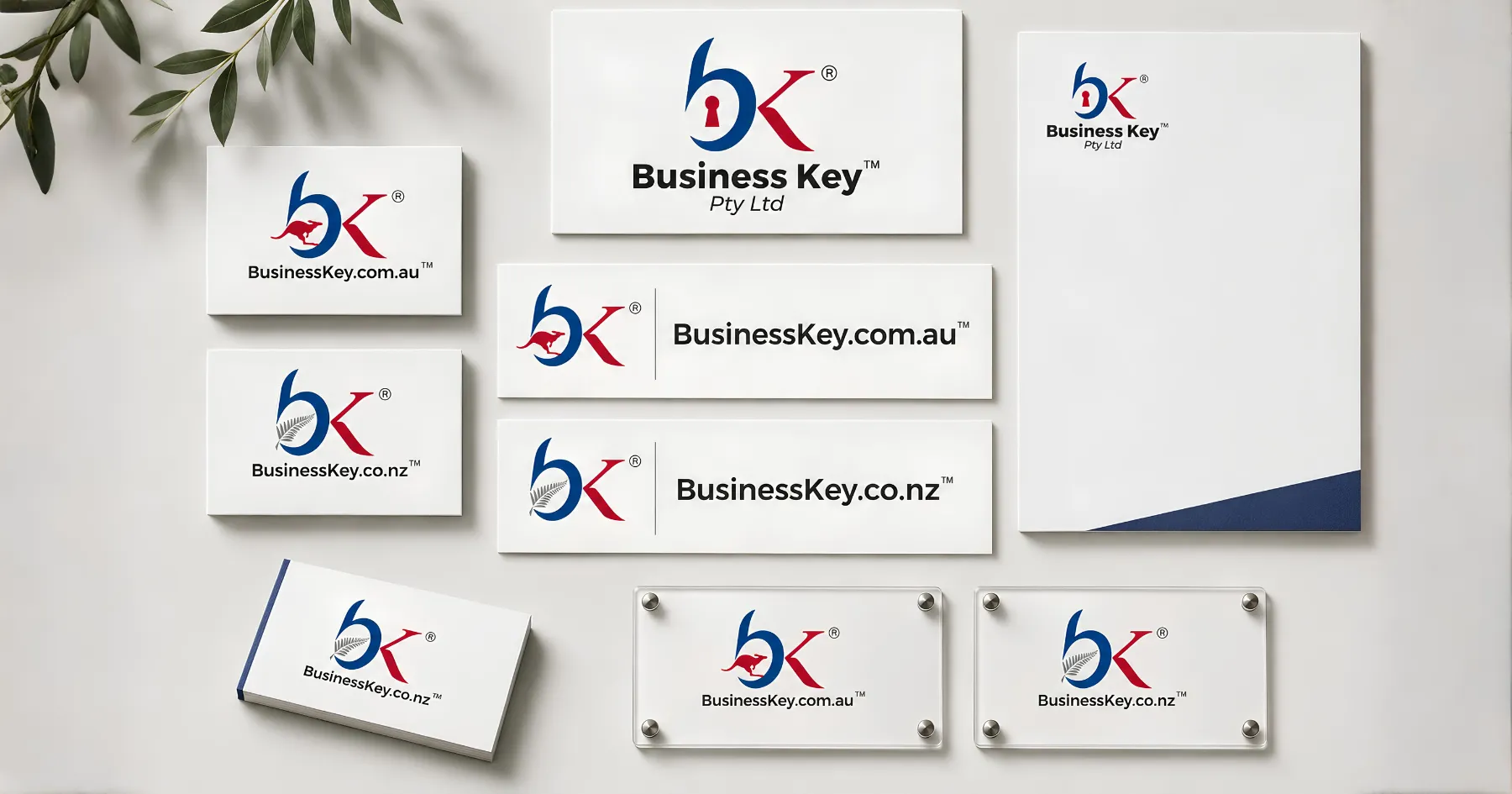 Business Key identity and stationery design — professional services, Australia