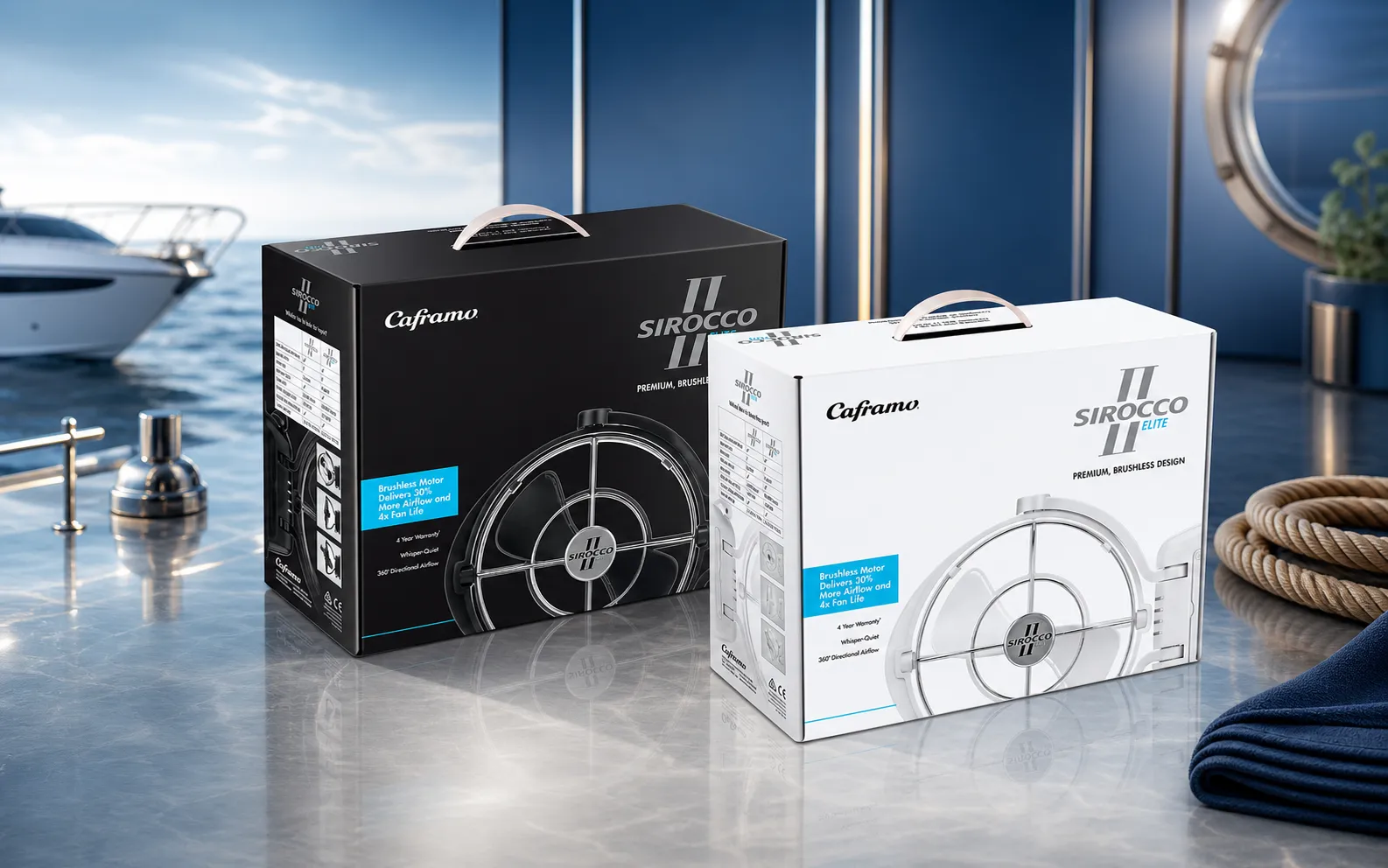 Caframo marine-fan packaging design