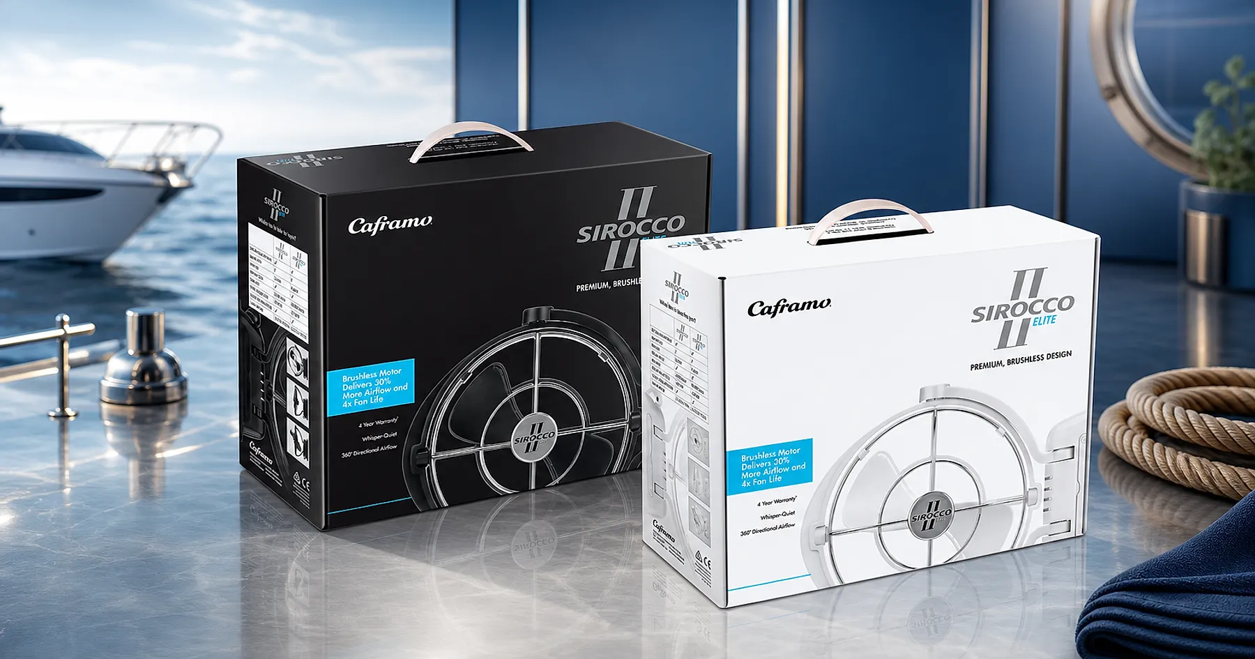 Caframo marine-fan packaging design