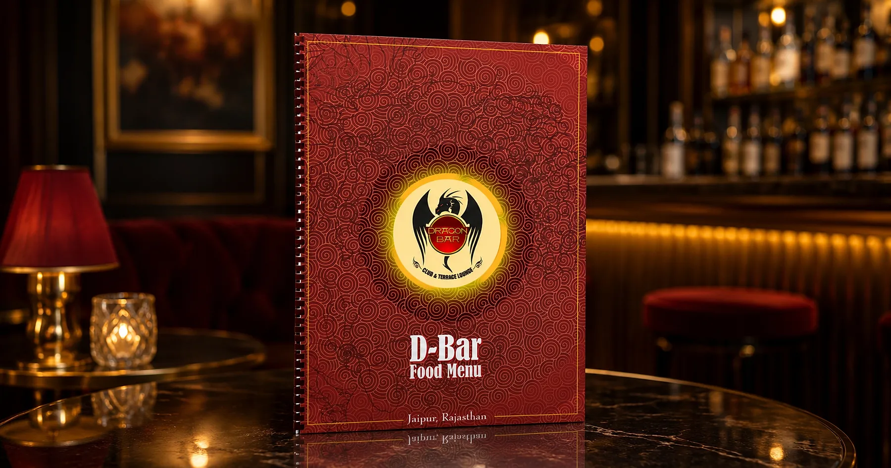 D-Bar dragon bar food menu cover — hospitality & food service, India