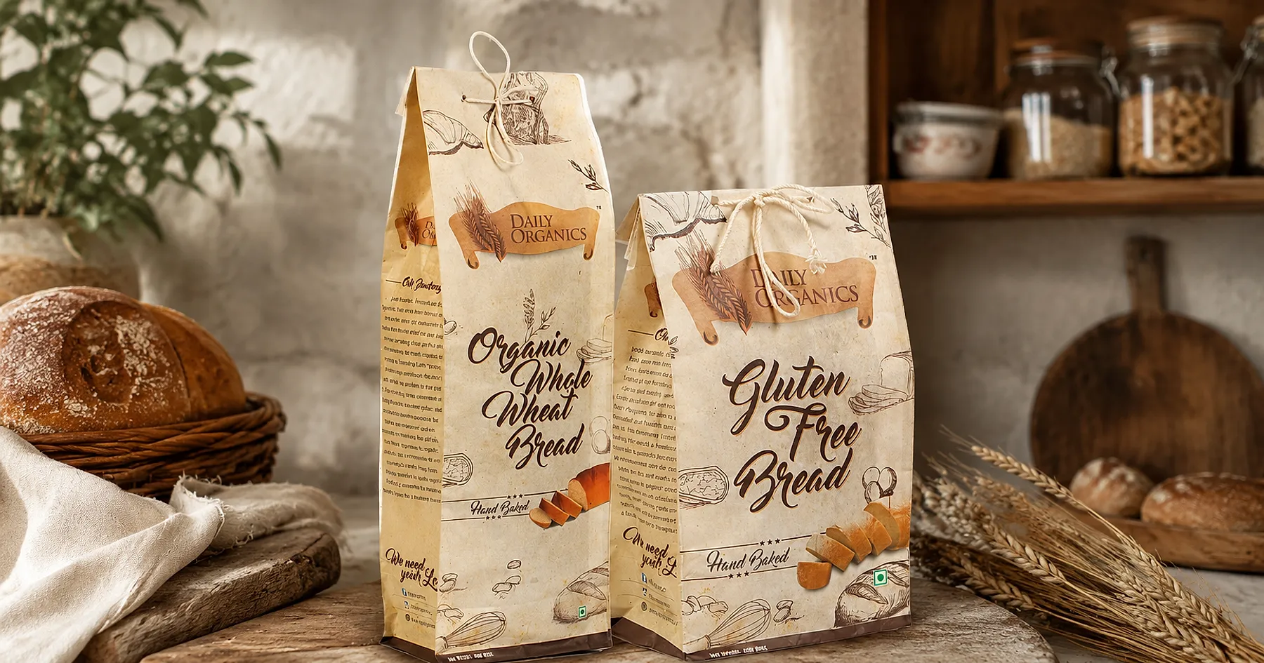 Daily Organics artisan bread bag packaging — food, India