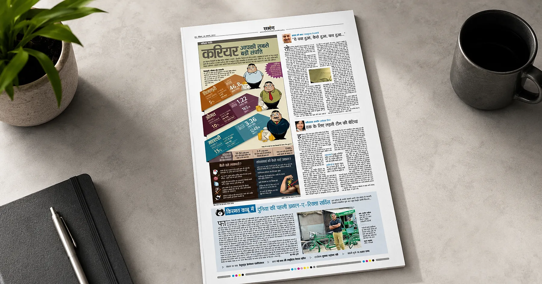 Dainik Bhaskar rasrang career infographic page — publishing, India