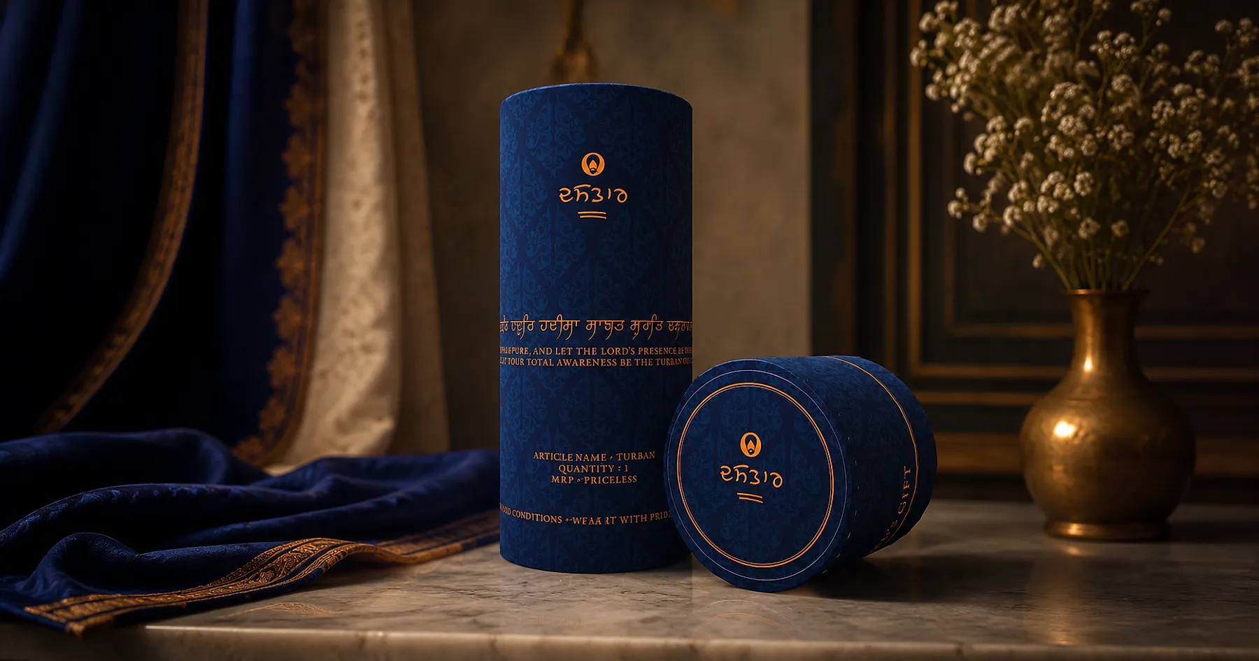 Dastar turban gift tube packaging — fashion & apparel, India