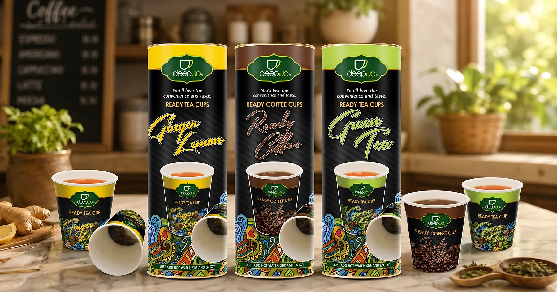 Deep Jo ready tea coffee cup tube packaging — beverages, India