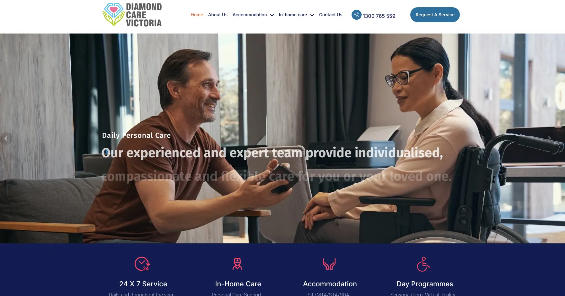 Diamond Care Victoria NDIS provider website design and development — healthcare & wellness, Australia