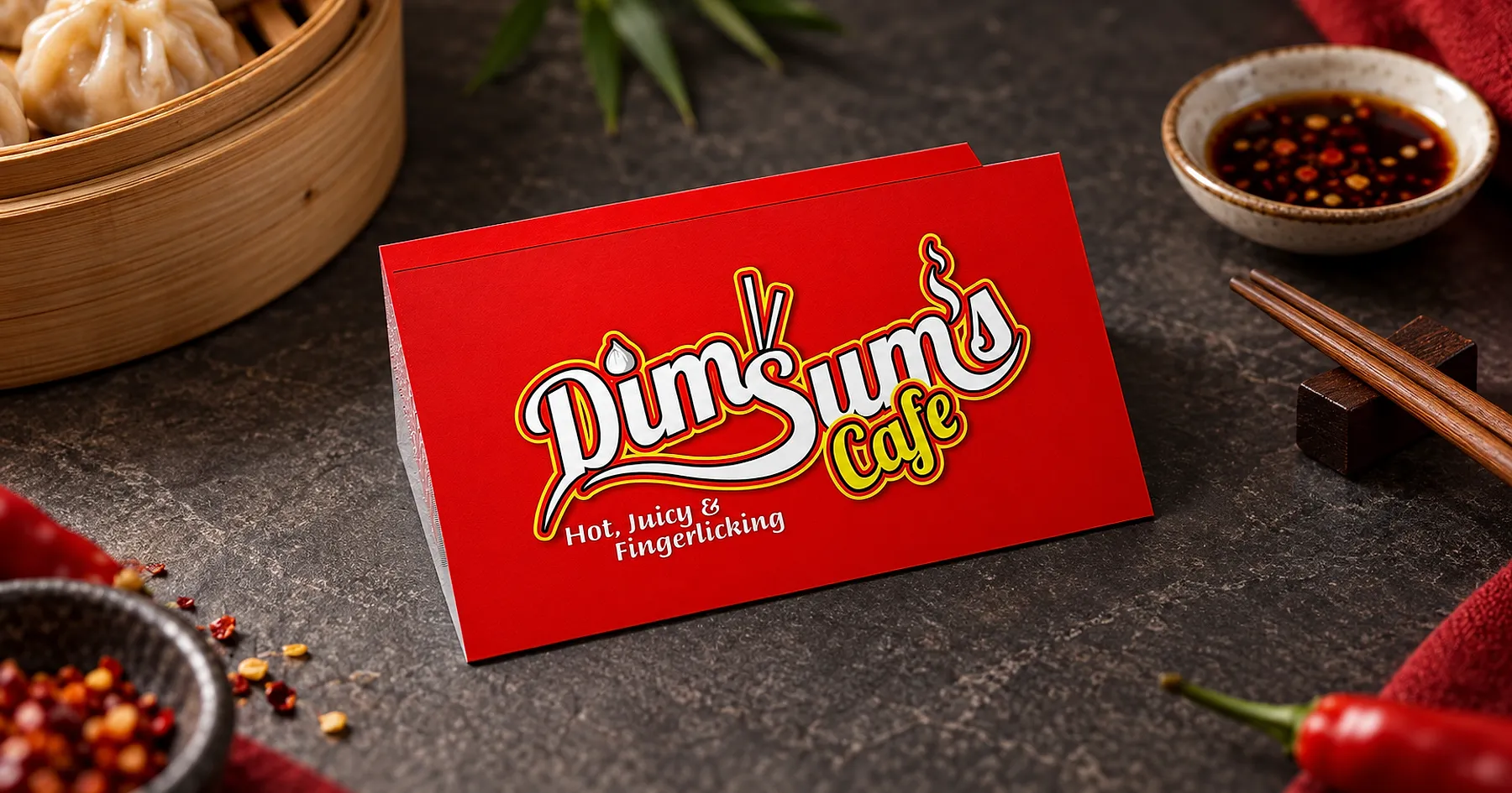 Dim Sum's Cafe identity and business card design — hospitality & food service, India