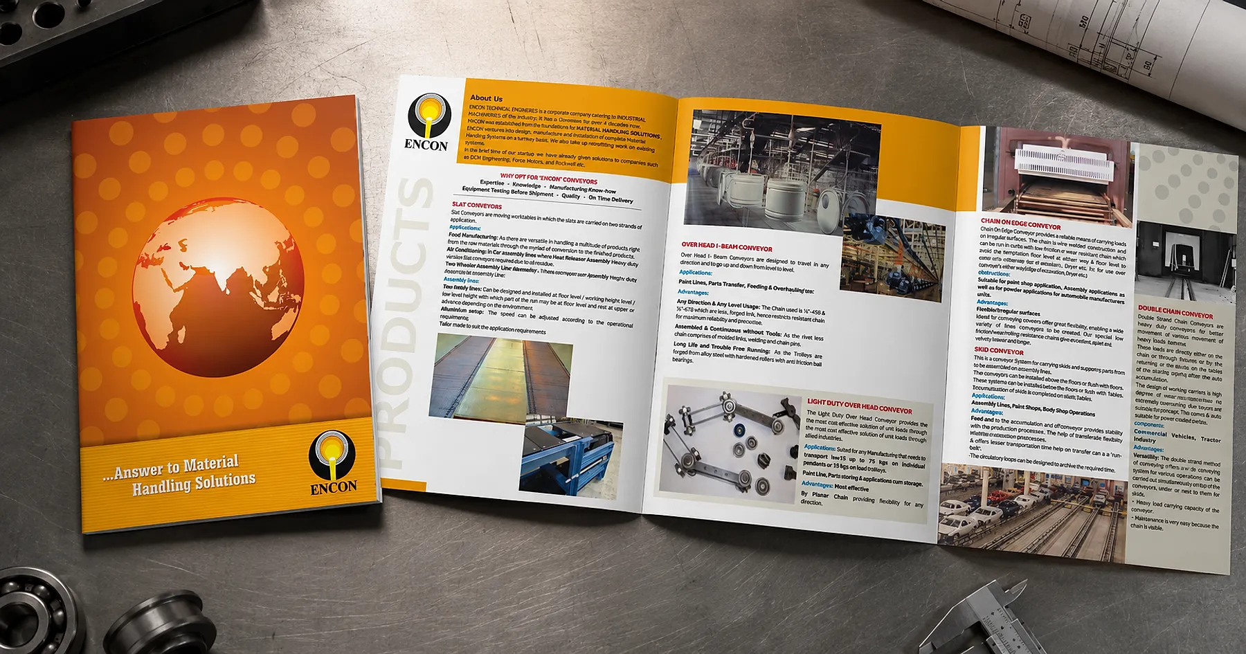 Encon material handling company brochure — industrial equipment, India