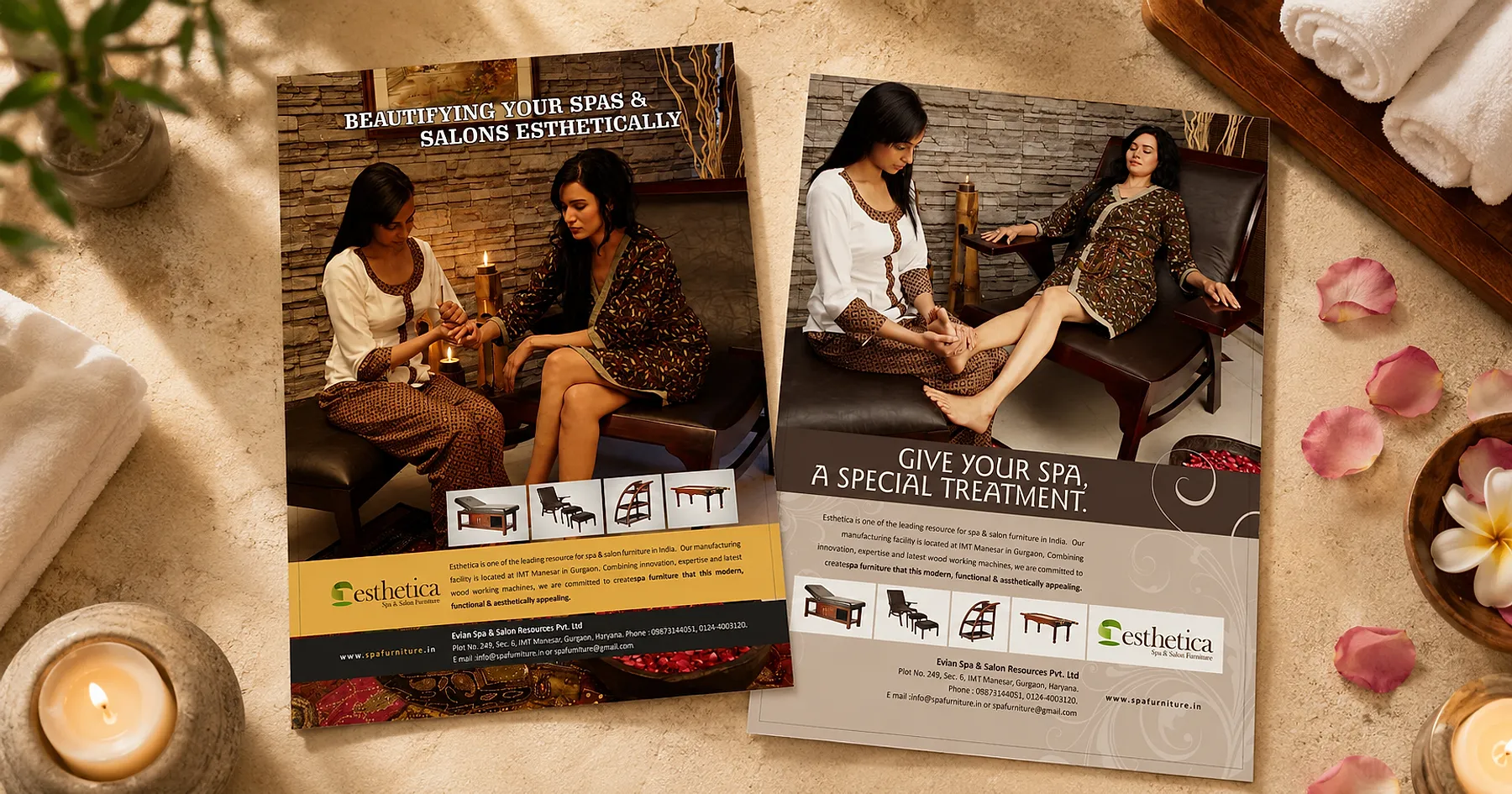 Esthetica spa and salon furniture magazine advertisement design