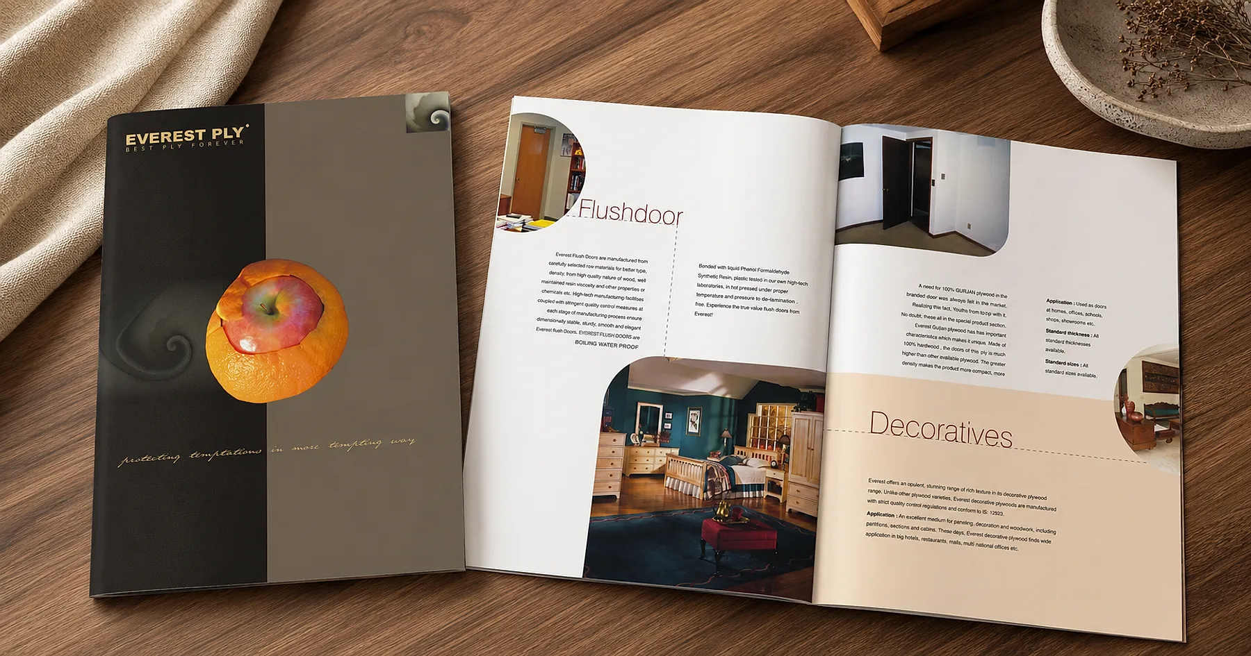Everest Ply flushdoor decorative brochure — building materials, India