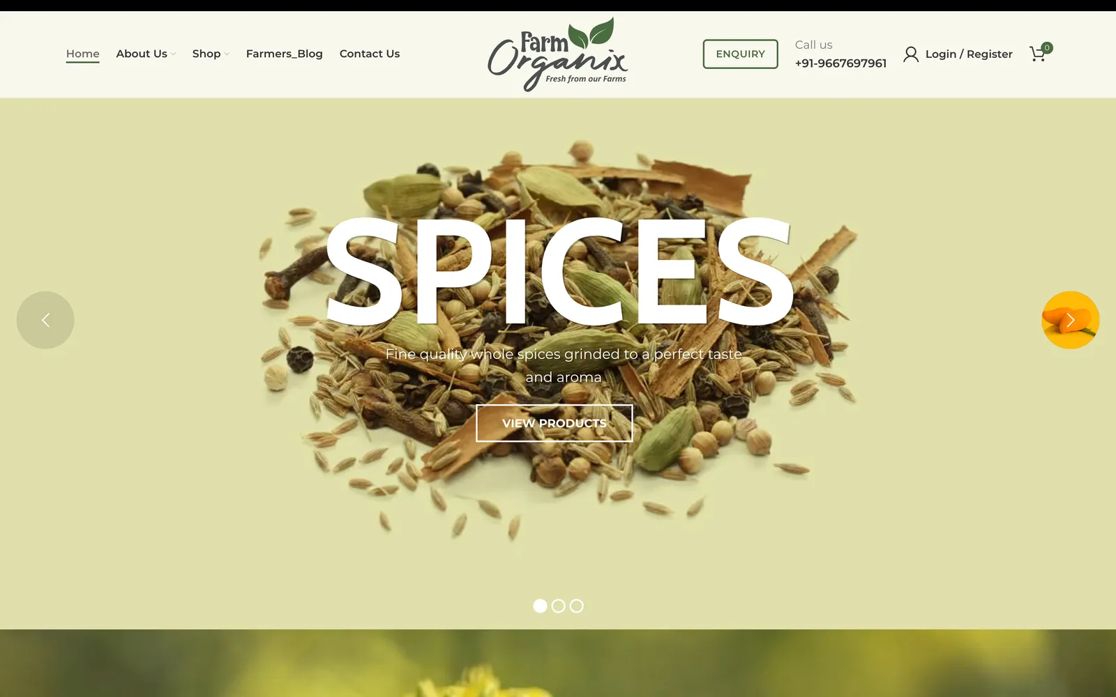 Farm Organix website design and development