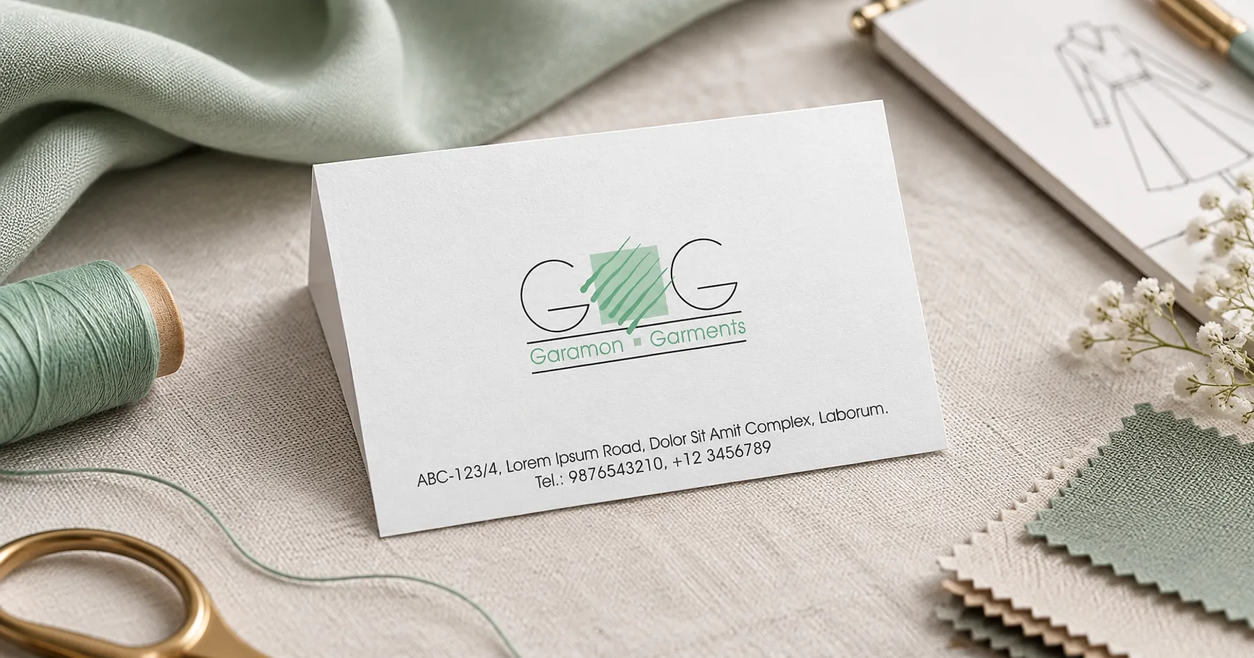 Garamon Garments identity and business card design — fashion & apparel, India