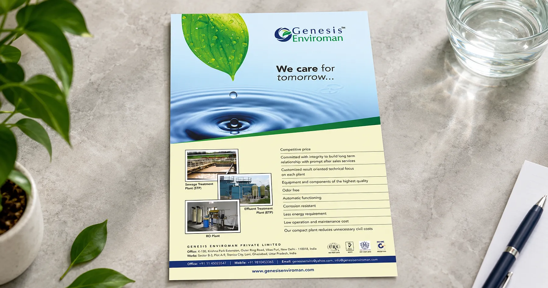 Genesis Enviroman environmental systems flyer design