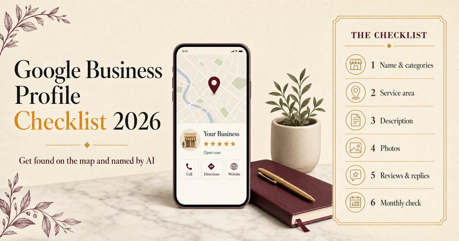 Google Business Profile optimisation checklist 2026 — categories, service area, description, photos and reviews