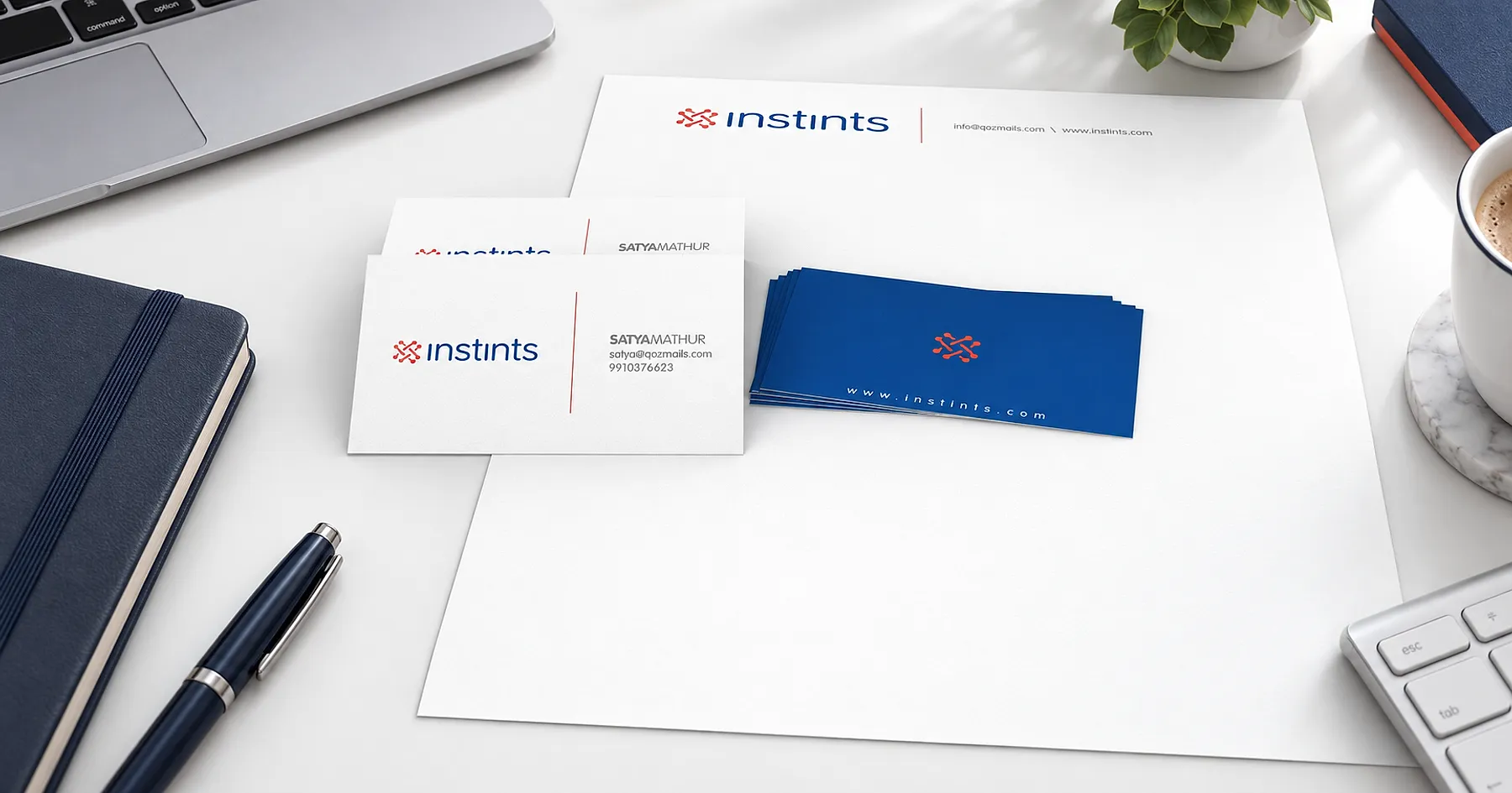 Instints identity and business card design — professional services, India