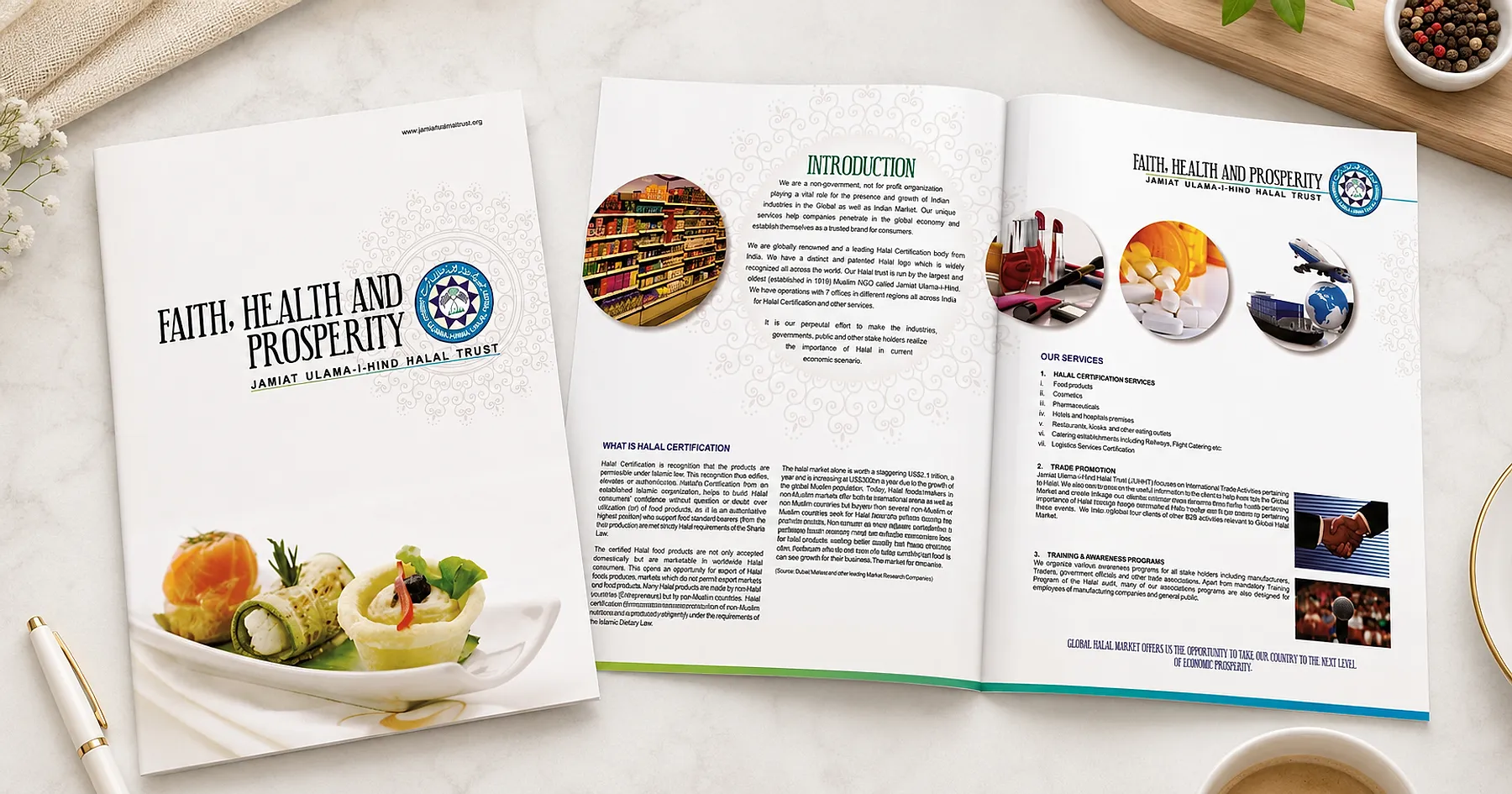 Jamiat Halal Trust halal certification brochure — non-profit & institutional, India