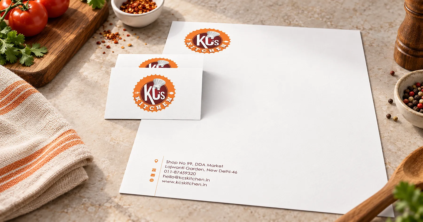 KC's Kitchen brand identity design — hospitality & food service, India