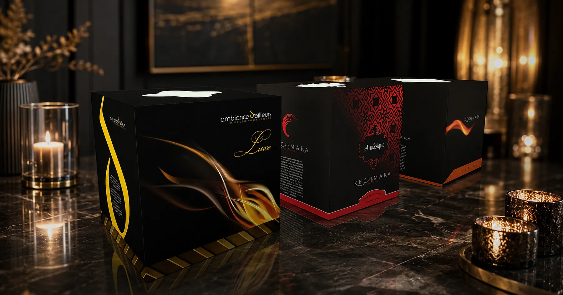 Kechmara luxury candle box packaging — home care, India