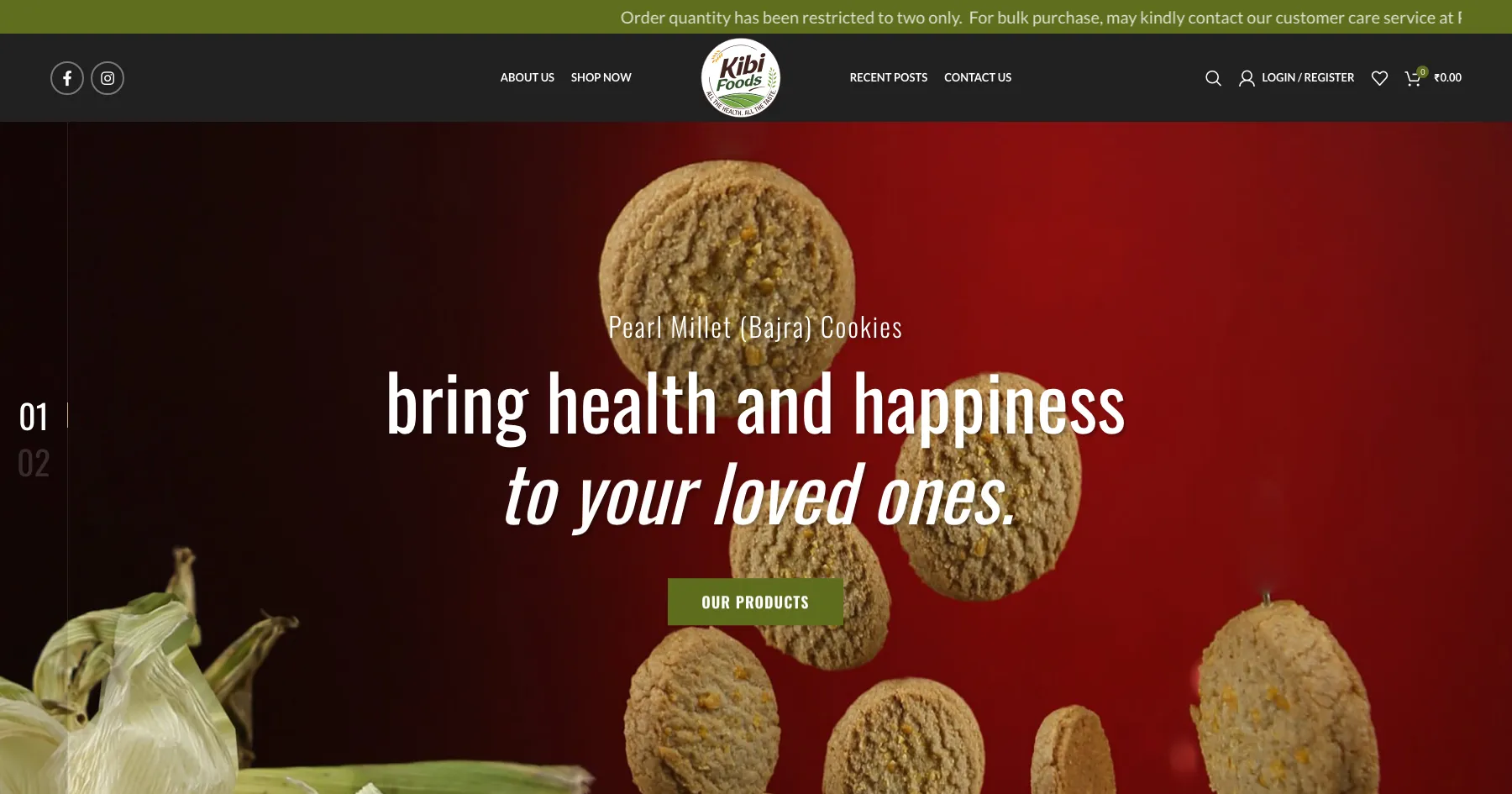 Kibi Foods e-commerce website design and development — food, India