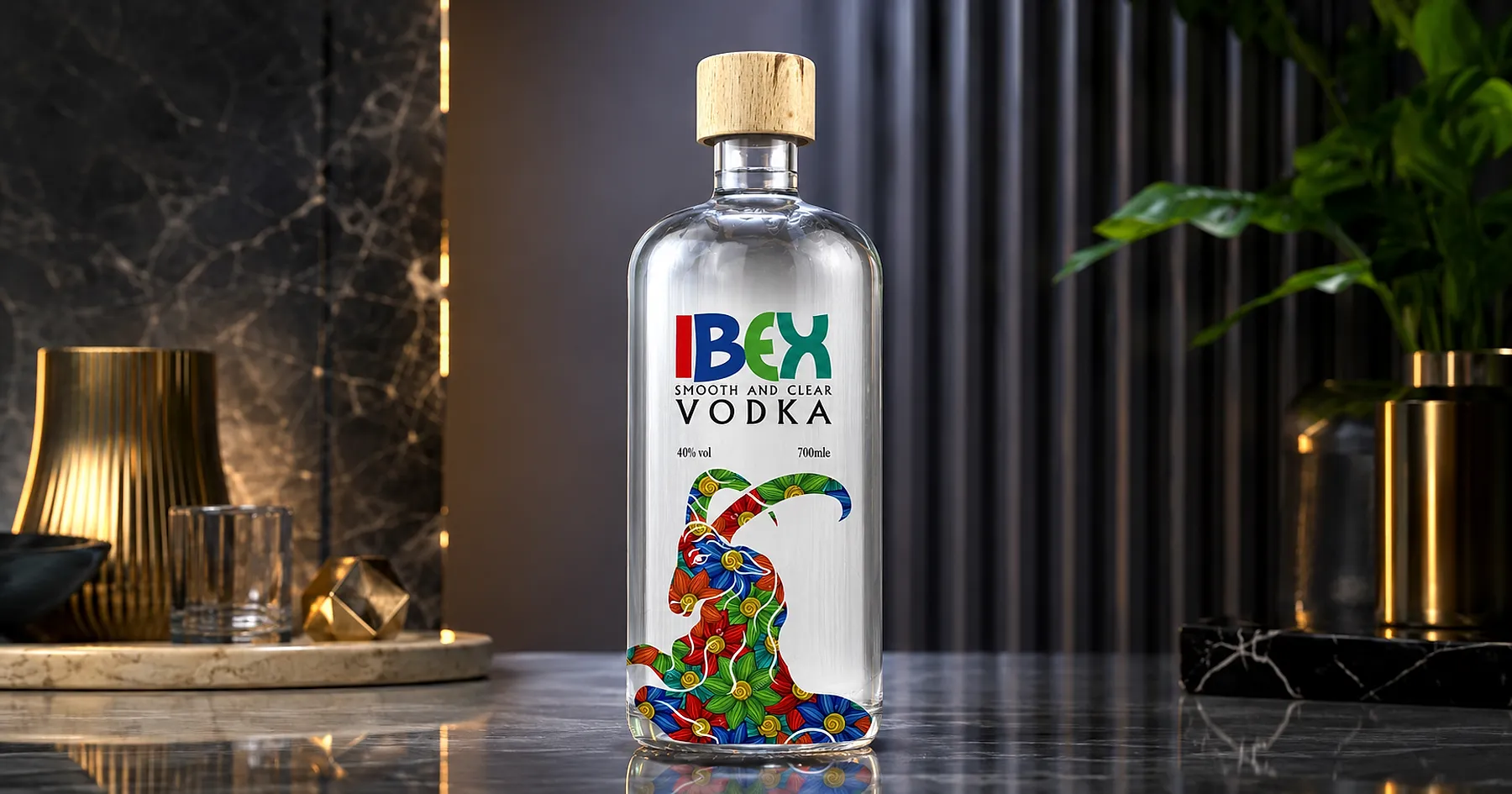 Kristal Spirits ibex vodka bottle label design — wine & spirits, India