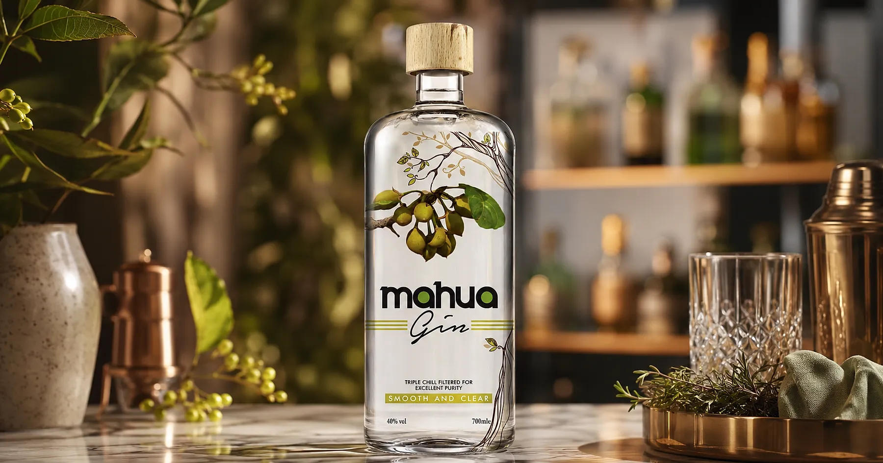 Kristal Spirits mahua gin bottle label design — wine & spirits, India