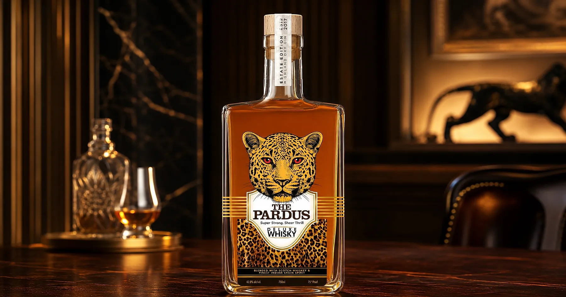 Kristal Spirits pardus whisky bottle label design — wine & spirits, India