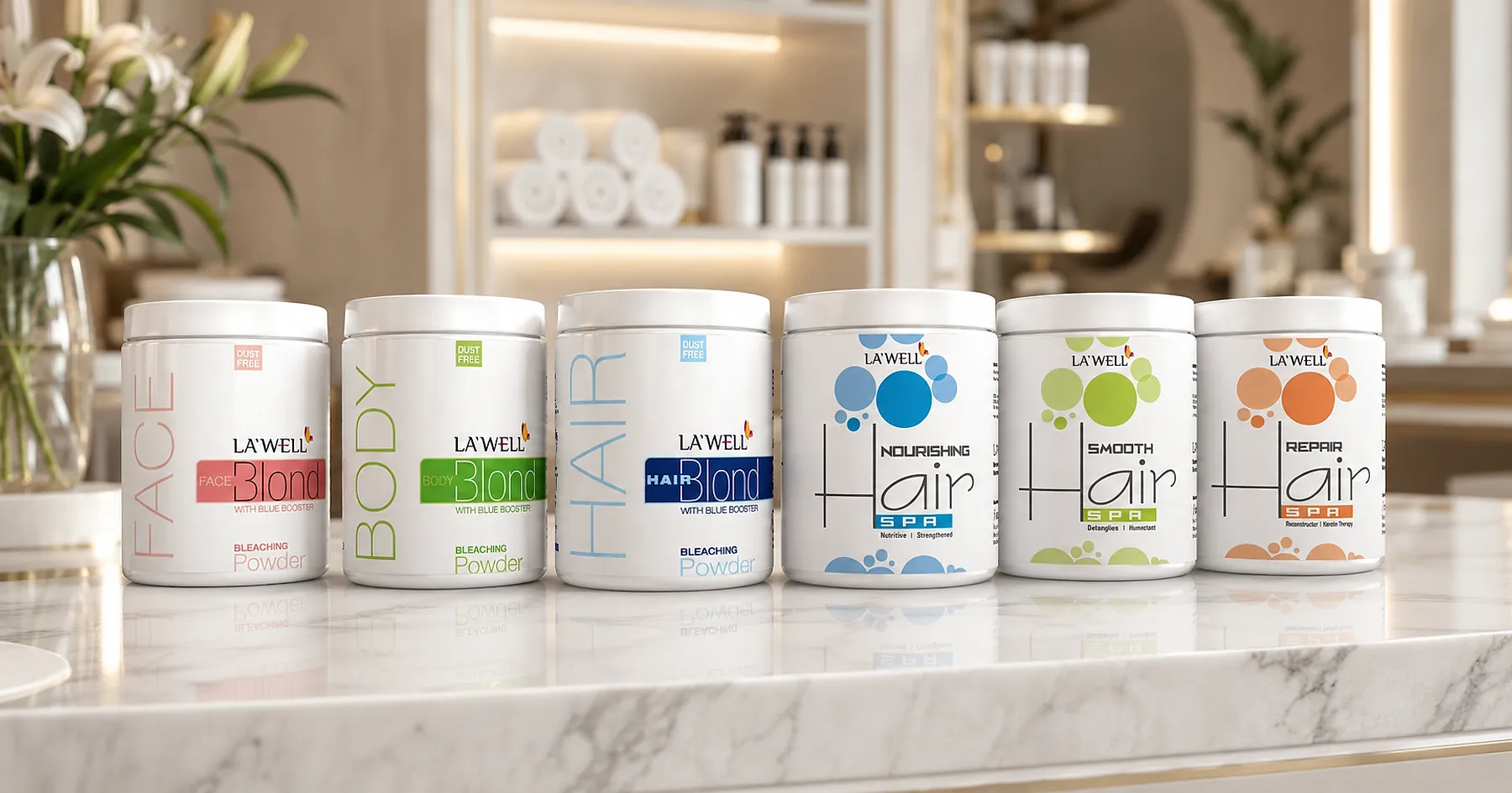 La'Well salon hair care jar packaging — personal care, India