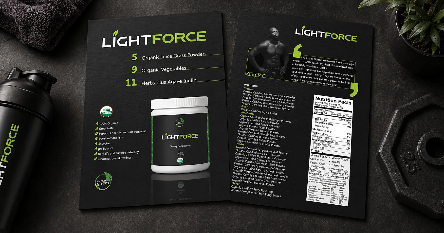 Light Force health supplement flyer design