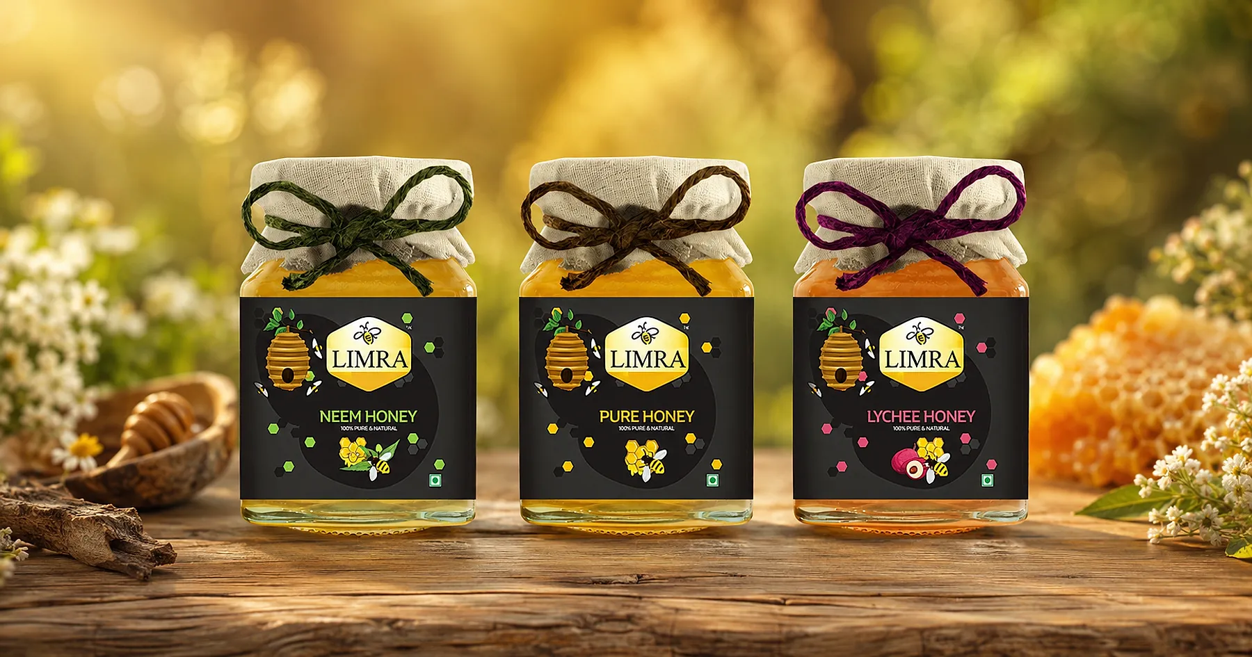 Limra honey jar label packaging — food, India