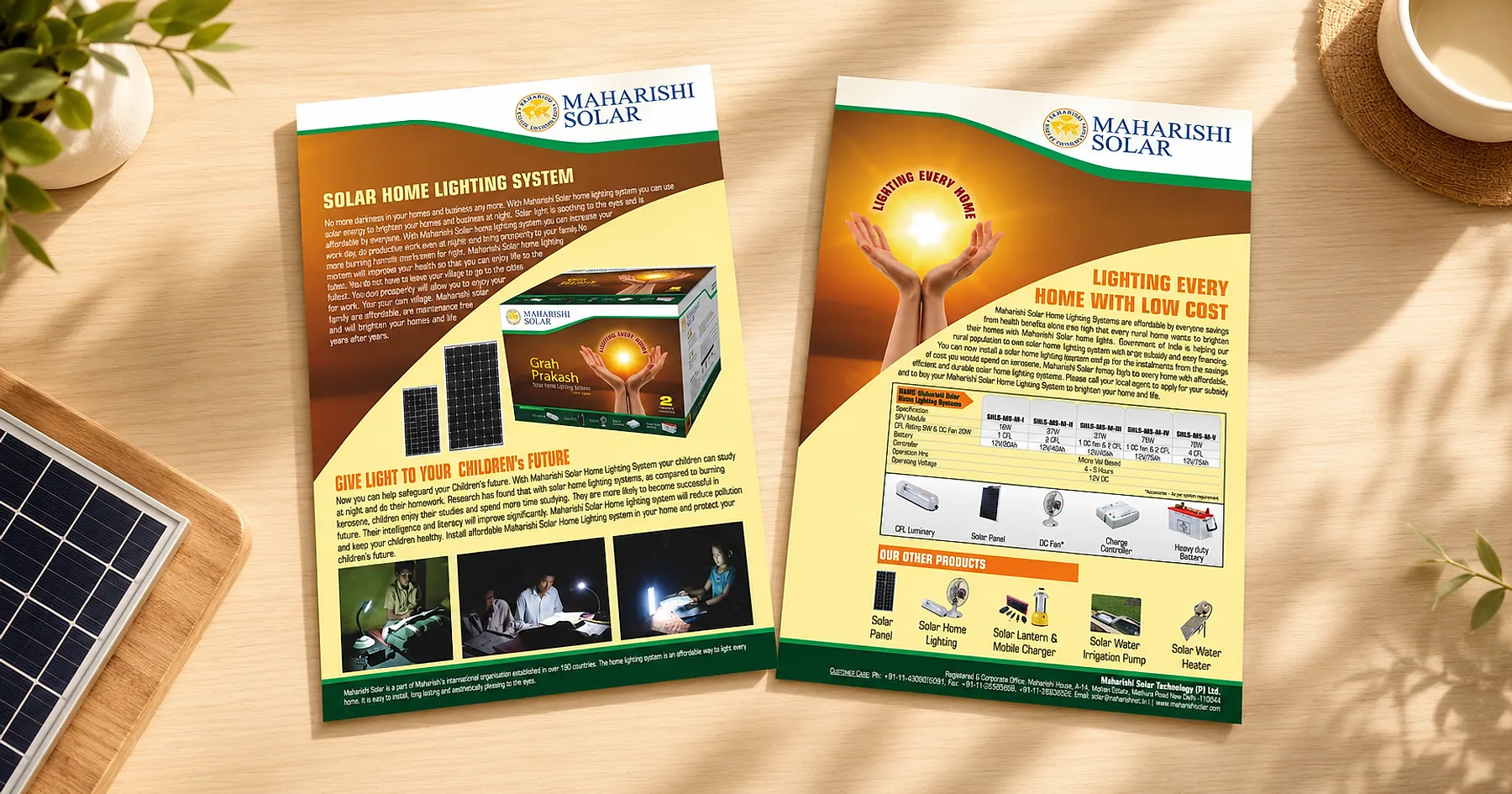 Maharishi Solar solar energy flyer design