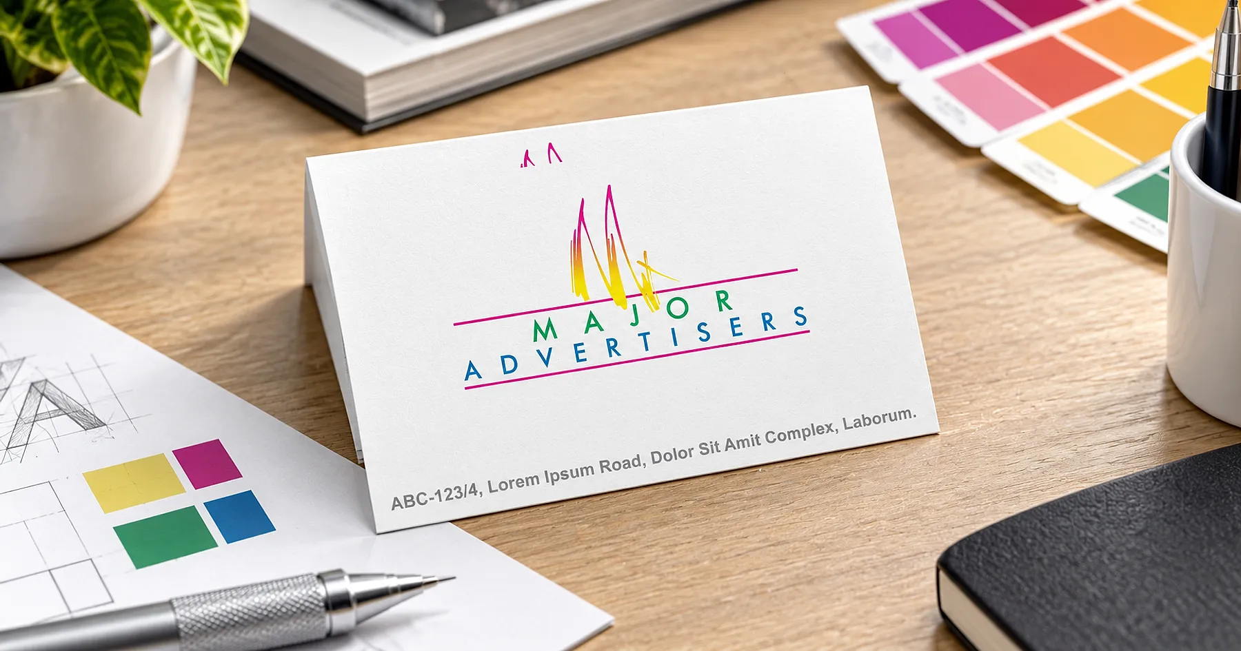 Major Advertisers identity and business card design — professional services, India