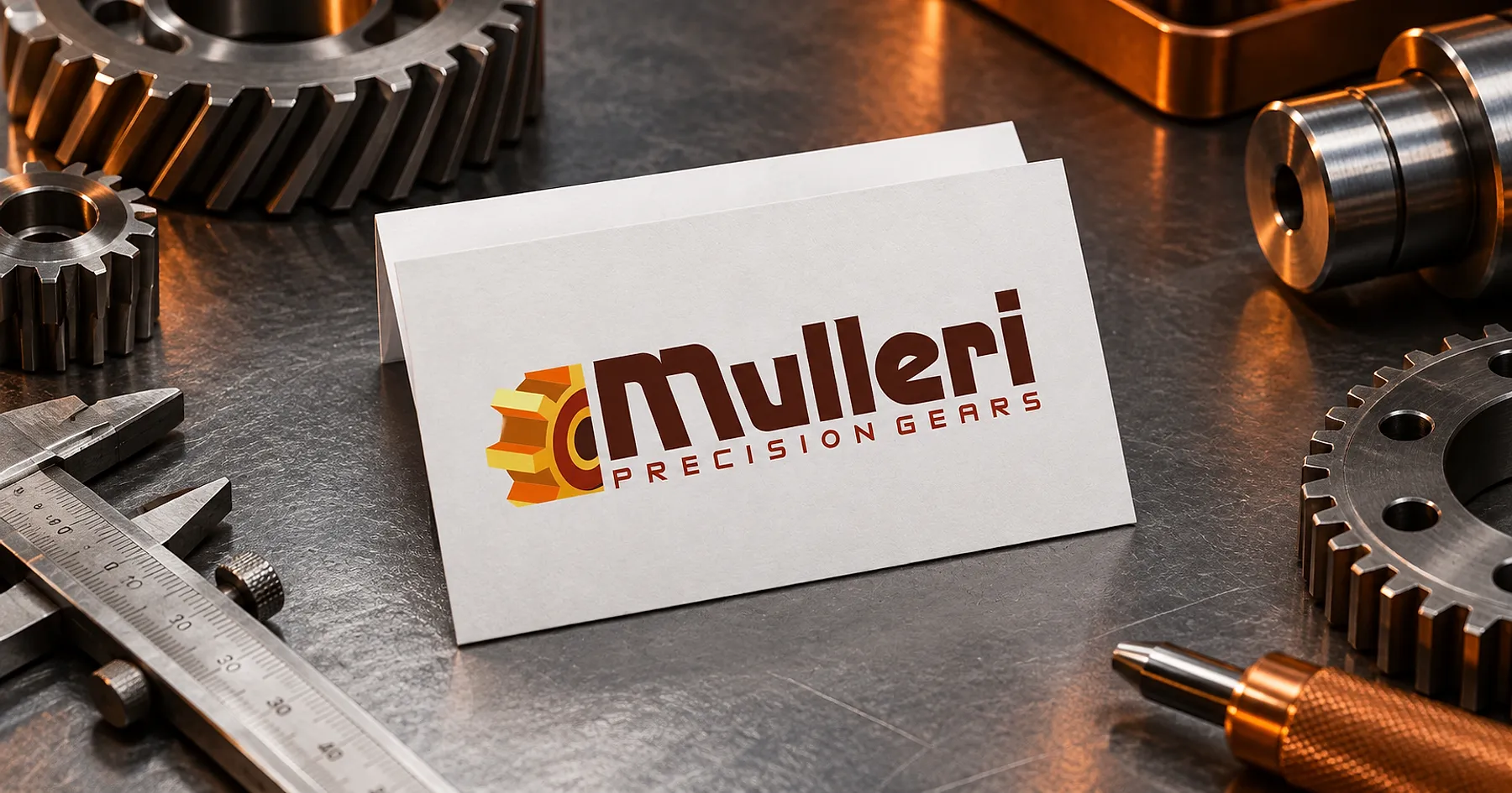 Mulleri Precision Gears brand identity design — industrial equipment, India