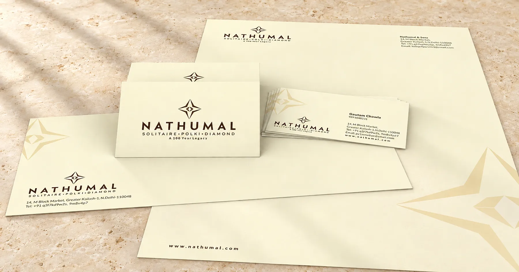 Nathumal Jewellers identity and stationery design — jewellery, India