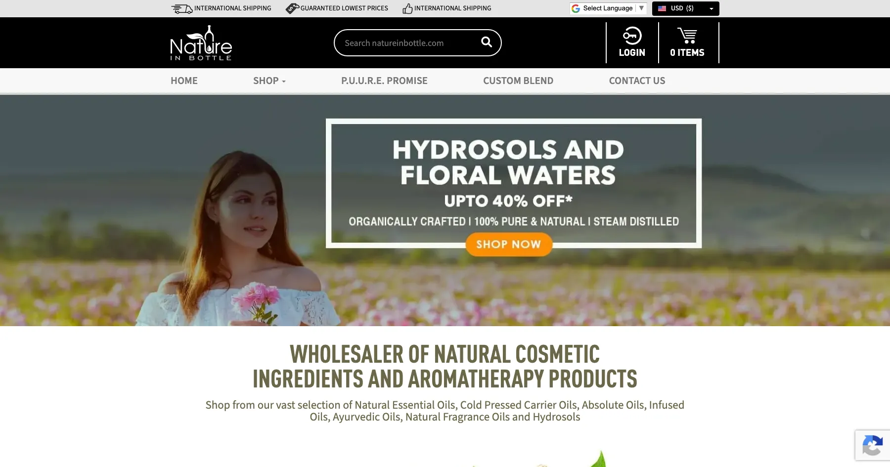 Nature In Bottle wholesale essential oils e-commerce website design and development — personal care, USA