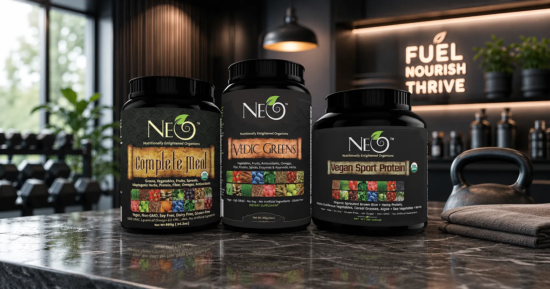 Neo plant protein tub packaging — sports & nutrition, USA