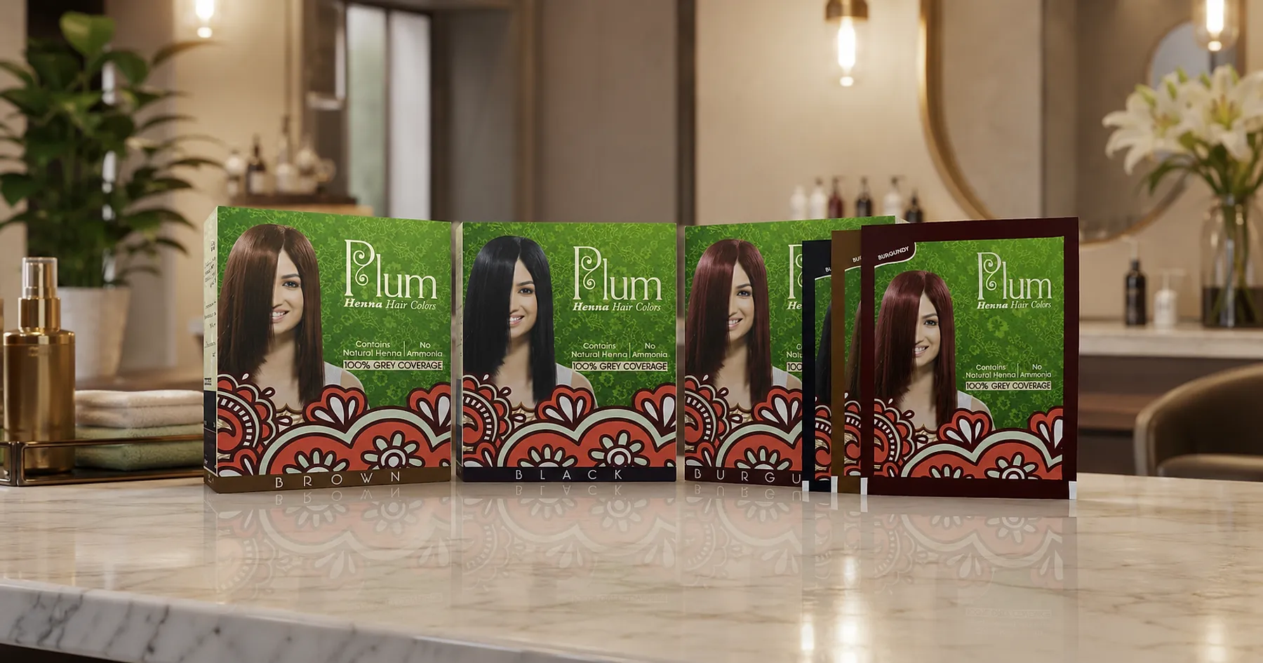 Plum henna hair colour carton packaging — personal care, India