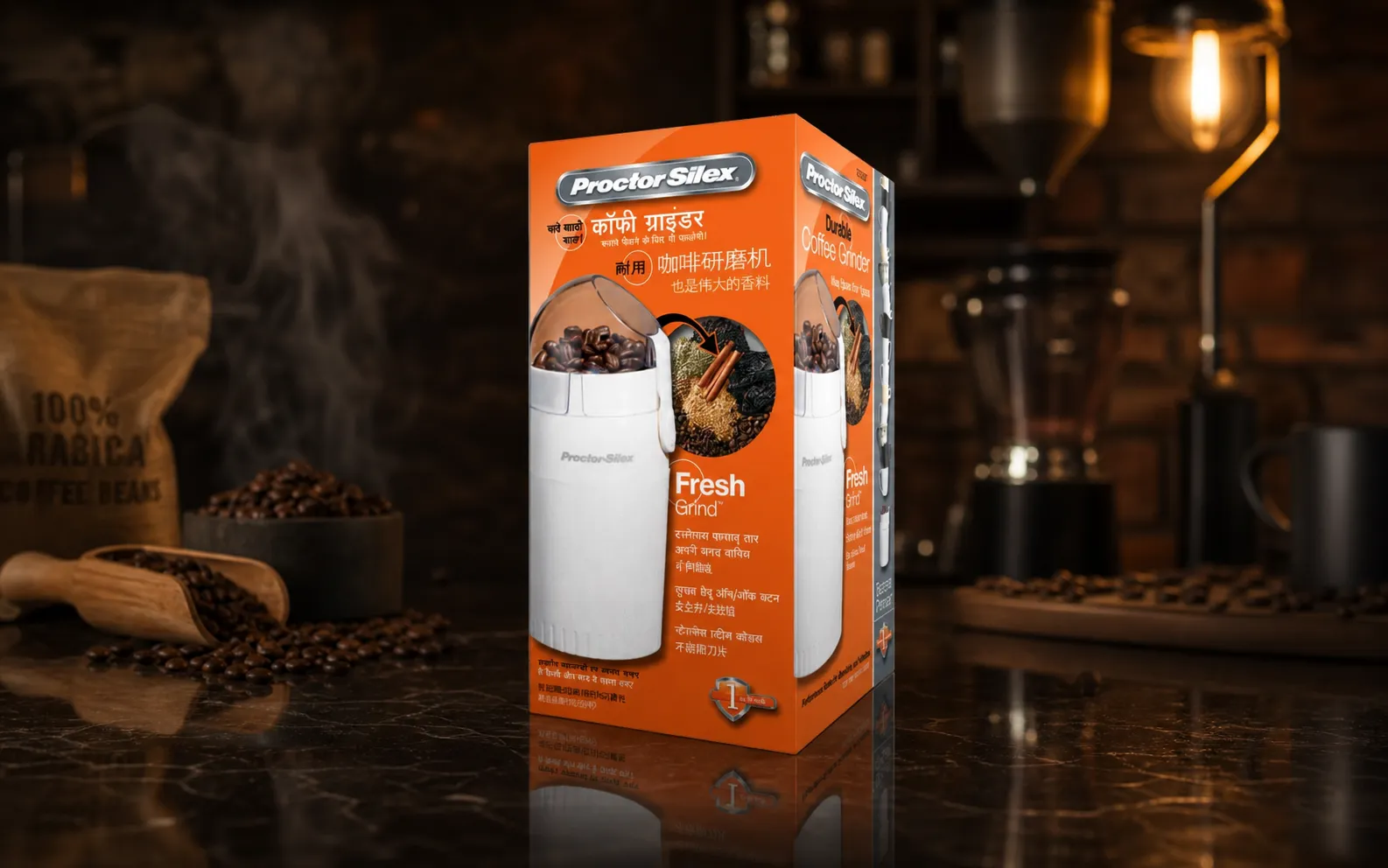 Proctor Silex box packaging design for the Canadian market