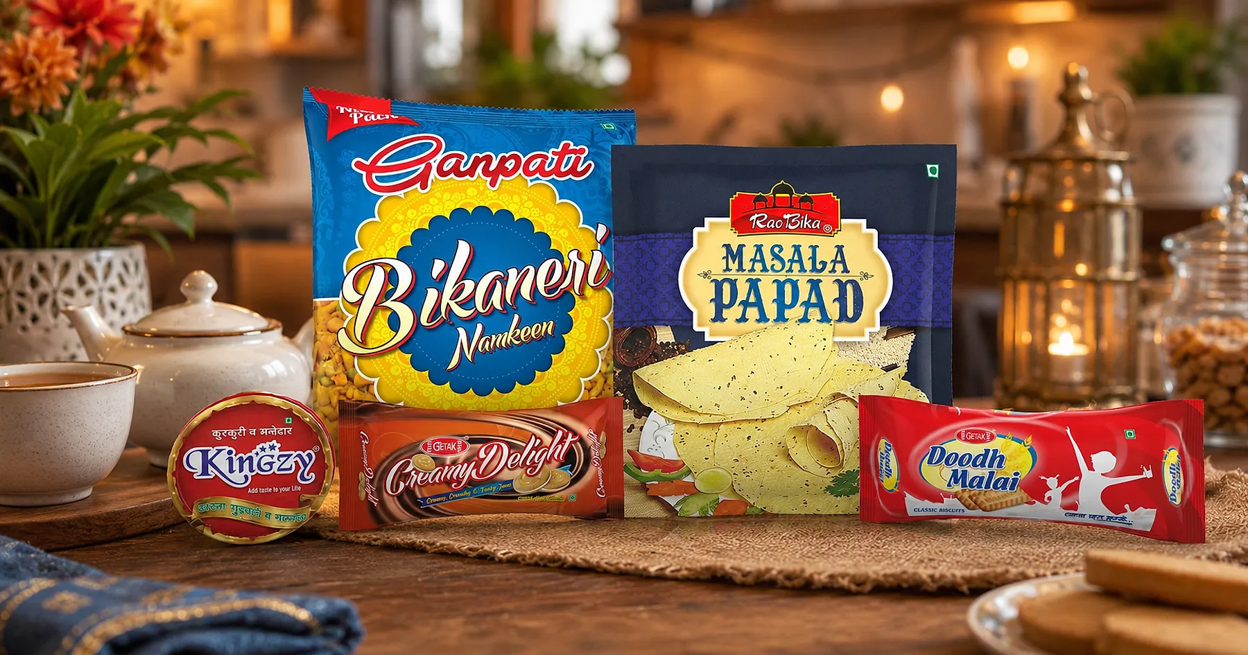 Rao Bika namkeen papad biscuit packaging — food, India