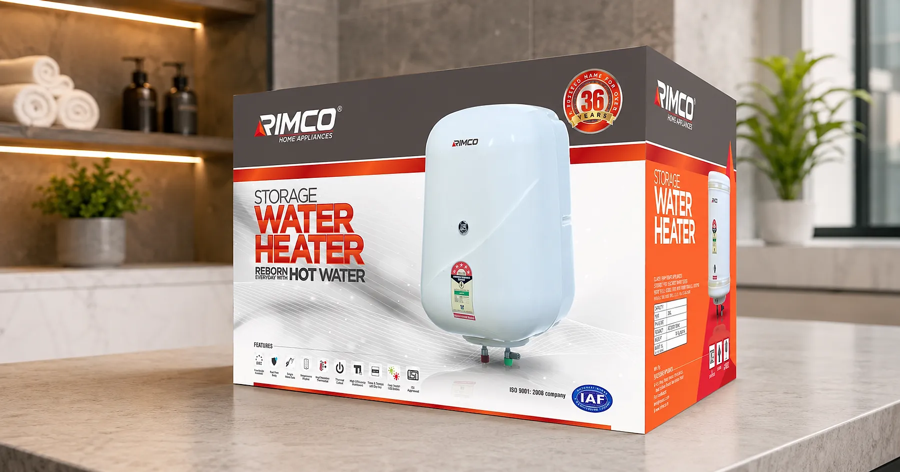 Rimco water heater carton packaging — electrical & lighting, India