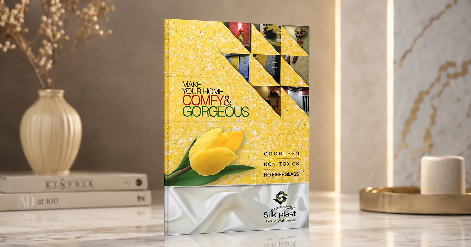 Silk Plast liquid wallpaper brochure — building materials, India