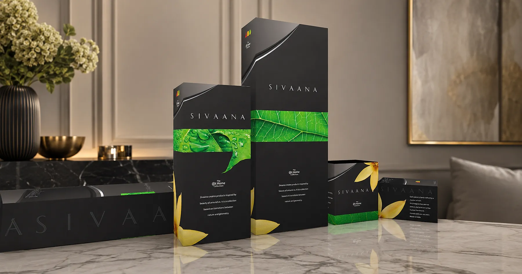 Sivaana at home collection carton packaging — textiles & furnishing, India