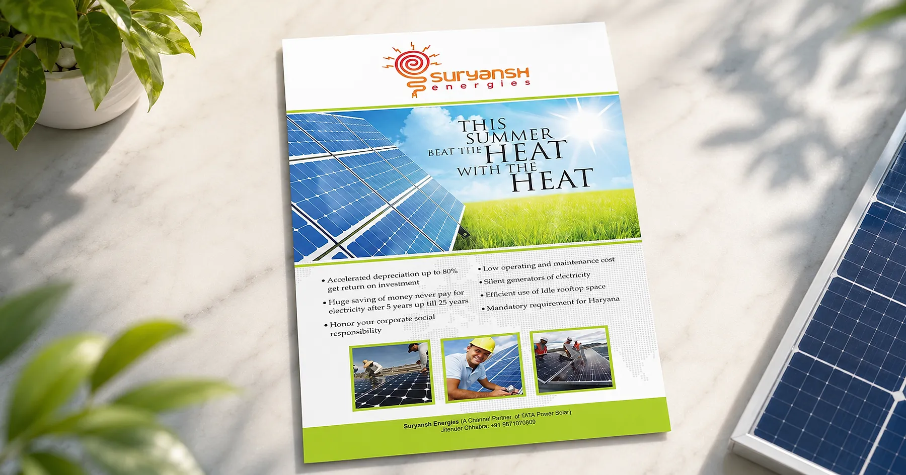 Suryansh Energies solar energy flyer design